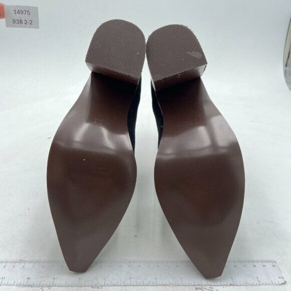 YDN Black Chic Stacked Chunky Mid High Heels Ankle Bootie Pointy Toe Pumps Shoes - Picture 7 of 8